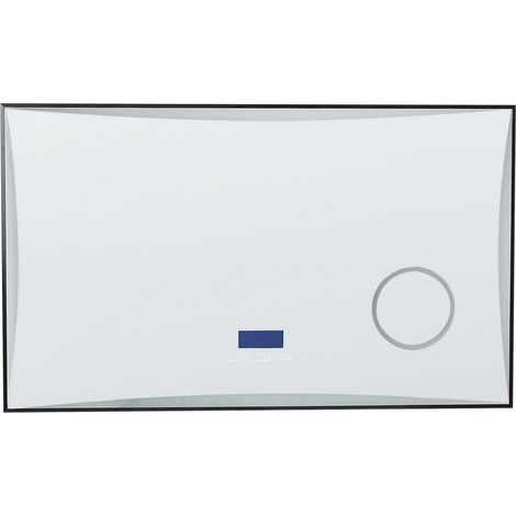 Specchio da bagno moderno a LED rettangolare con altoparlante Bluetooth Lente d'ingrandimento 100 x 60 cm Argento Onlay