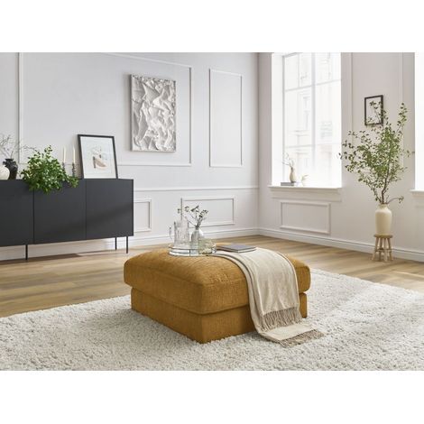 BOBOCHIC - Pouf LEONARD tissu texturé Jaune (1/5)