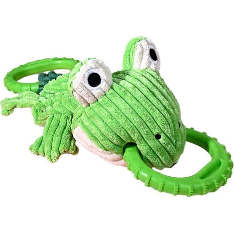 Double Ring Frog Jouet pour chien – résistant aux morsures et Peluche – pour petits to moyens chiens Tug-of-War et dentition (1/4)