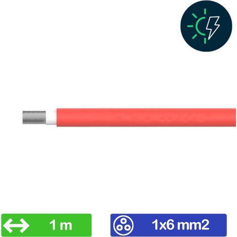 Cavo unipolare 6mm2, FV-6, rosso, per pannelli solari fotovoltaici - V-TAC 11419 Al metro (1/2)