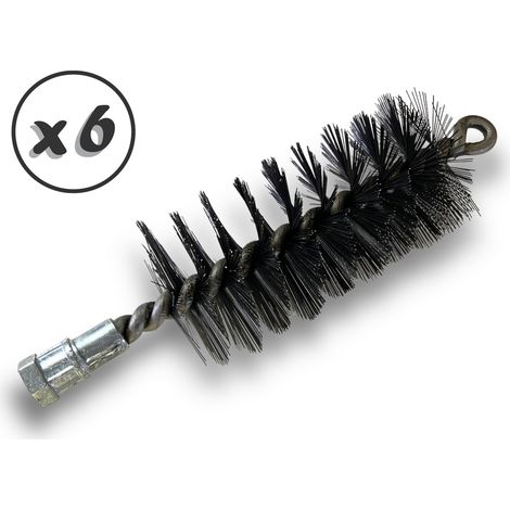 Lot de 6 Brosses à tube PRO ACIER Ø 55 mm Raccord M12175 femelle Ame en acier torsadé Nettoyage brossage tube et canalisation Kibros 41SCA55x6