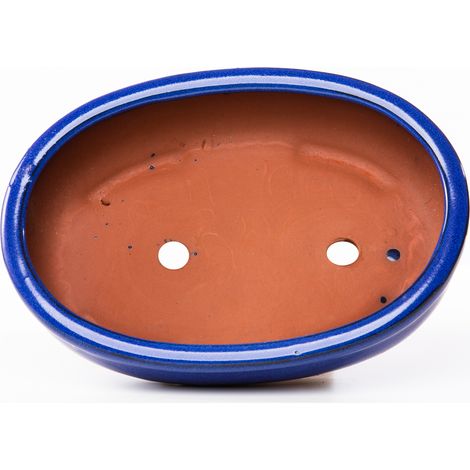 Vaso bonsai smaltato ovale cm. 25 Blu (1/2)