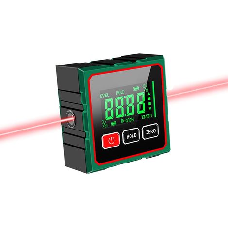 Détecteur d'angle numérique – Rapporteur d'angle numérique magnétique puissant laser 4 côtés, jauge biseautée, règle d'angle de tendance, outil de localisation d'angle de niveau à bulle, outil de