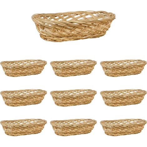 Ceste cestini portapane ovali x 10 intrecciate a mano 25,5 x 17,5 x h 8 cm
