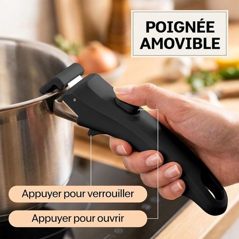 2 Pièces Poignée Amovible Universelle Pour Poêles, Poignée Amovible, Poignee Détachable Pour Casserole Résistante À La Chaleur (250°C), Pour Poignées De Poêle À Frire, Supporte 10kg (Noir-2PC)