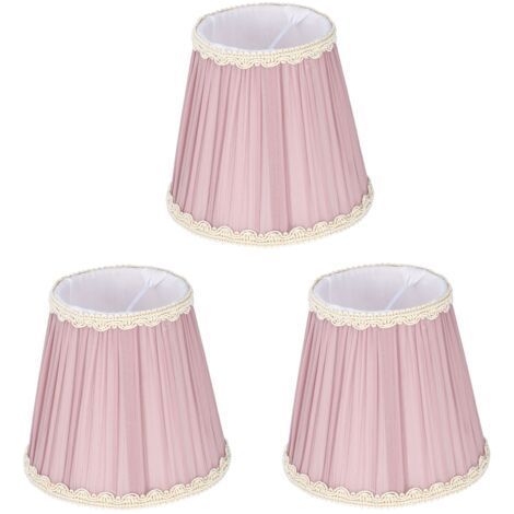 Pantallas de tela con clip para bombillas E14, 3 unidades, para candelabros, apliques de pared, lámparas de mesa y decoración de interiores (morado claro). (1/4)