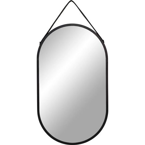 Miroir mural oval en métal noir TRAPANI – L 35 x H 60cm (1/5)