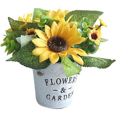 bonsaï de fleurs artificielles, plante artificielle, variété de plantes avec une épaisse corde de chanvre dans un seau en métal-AquaForge (1/3)
