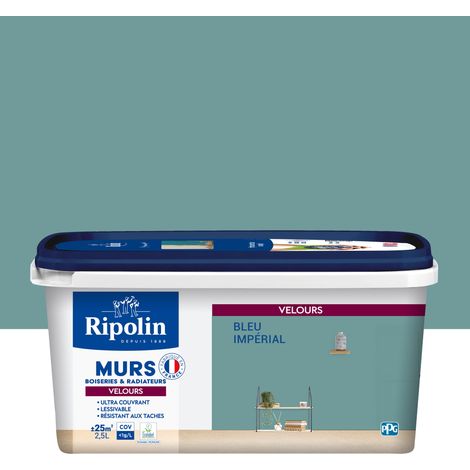 Peinture aspect Velours  - 2,5L - Bleu Impérial - Ripolin (1/5)