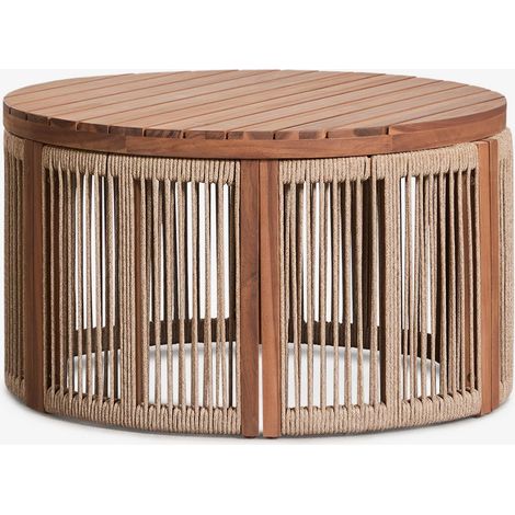Table basse de jardin ronde Ø70 cm en bois d'acacia et corde tressée Serel SKLUM