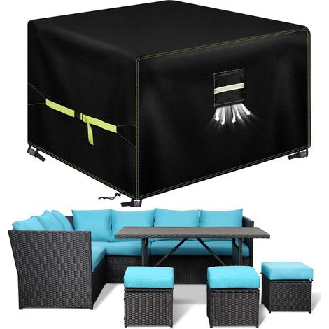 Housse de protection pour mobilier de jardin 150x150x75cm, imperméable, respirante, 600D Oxford (1/5)