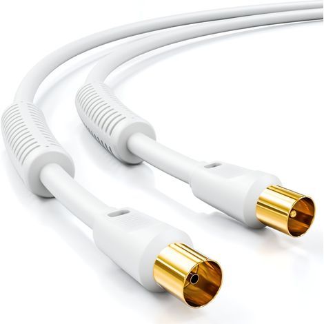 TV Antenna Cable, IEC Connector to IEC Coupler, 4-Way Shielding, Ferrite Filter, For TV/Radio/DAB Receiver (1/5)