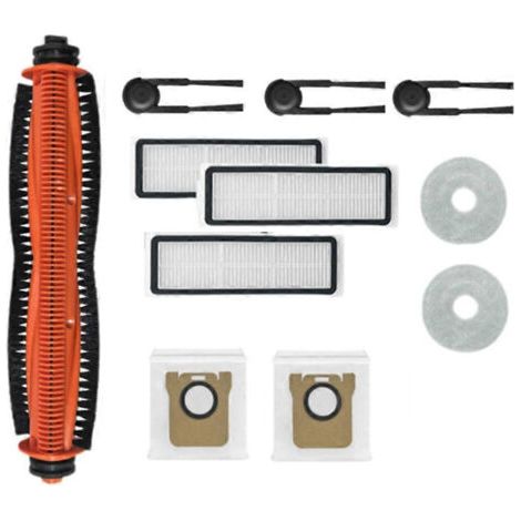 Lot de 12 accessoires pour aspirateur Xiaomi Mijia M40S/OV31CN : rouleau principal, brosse latérale, filtre HEPA, chiffon de nettoyage et sacs à poussière.