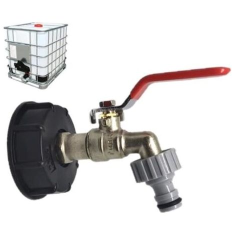 IBC 1000L Messinghahn mit 1/2" Schlauchanschluss und Ablassadapter. (1/5)