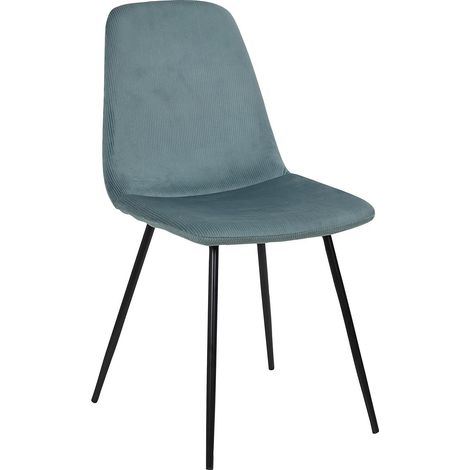 Chaise velours cotele bleu canard 43,7x85,5x54,2 cm
