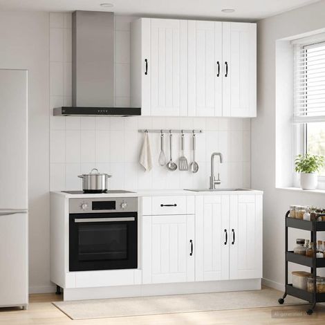 vidaXL Unité de cuisine LUCCA 5 pcs Blanc Bois d'ingénierie (1/5)