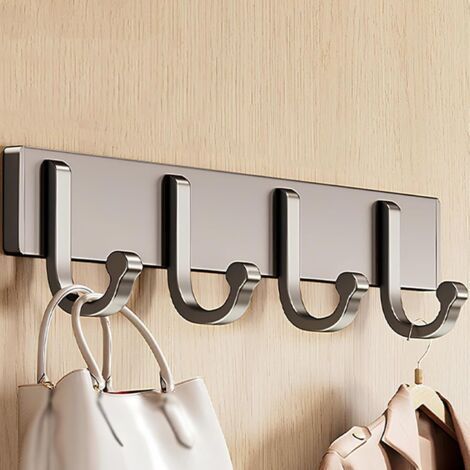Wall Coat Hook, Country Style Wall Hooks for Hanging Clothes, Aluminum Alloy Hook Rack (Gray, 29.7cm/11.6in) (1/5)