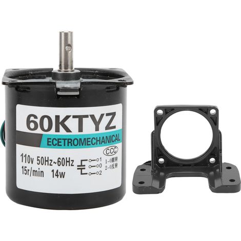 Moteur synchrone AC 14W, aimant permanent, 2 sens, couple élevé, arbre central avec support XD60KTYZ (15 tr/min, AC110V) (1/5)