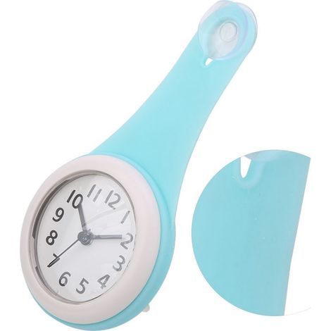 Trendige und wasserfeste Wanduhr für Badezimmer oder Küche (blau) (1/5)