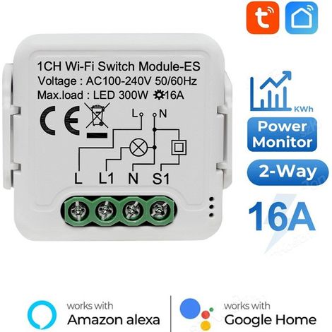 Tuya Modulo Switch Smart Wi-Fi per Luci con Misurazione Consumi (1/5)