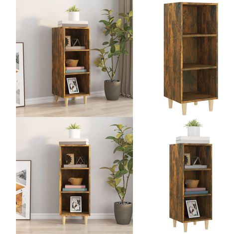 Sideboard Räuchereiche 34,5x32,5x90 cm Holzwerkstoff - Holzbeine - Holzwerkstoff (1/5)