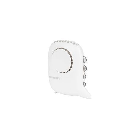Tragbarer elektrischer Nackenventilator, kleines Modell, 3 Geschwindigkeitsstufen, USB-Ladeanschluss, weiß (1/5)