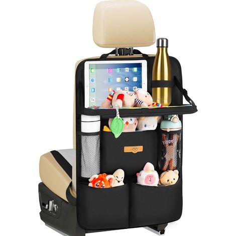 Organiseur de voiture pour enfant avec table pliante et compartiment pour tablette tactile, protection étanche du dossier, s’adapte à la plupart des véhicules (1/5)