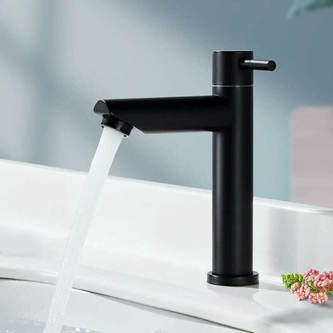 Bathroom Sink Faucet Cold Water Only Durable Copper Gray Bathroom Faucet, Hand Wash Faucet for Cleaning or Replacing (1/5)