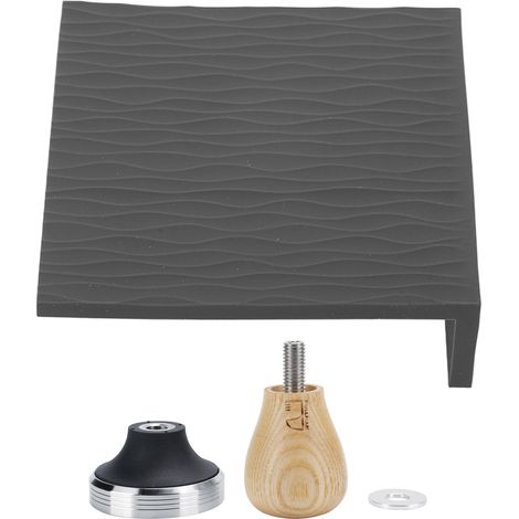 Ensemble de tasseur à café 58 mm, manche en hêtre, marteau à café, tapis de tassage gaufré, noir, pour la maison et les cafés (1/5)