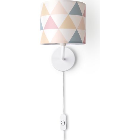 Paco Home Lampada Da Parete Paralume Stoffa Da Tavolo Da Comodino E14 Vintage Rétro Tondo Lampada da parete - Bianca, Design 2 (Ø18 cm)