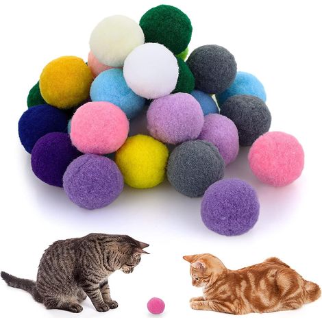 Grosses balles pour chat, balles souples de 2,5 cm avec pompons, jouet pour chaton (40 pièces) (1/5)