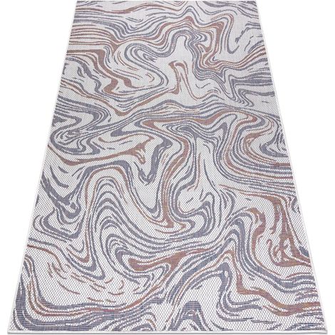 Alfombra sisal SION Olas 2836 Tejido plano ecru / azul / rosado multicolour 160x220 cm