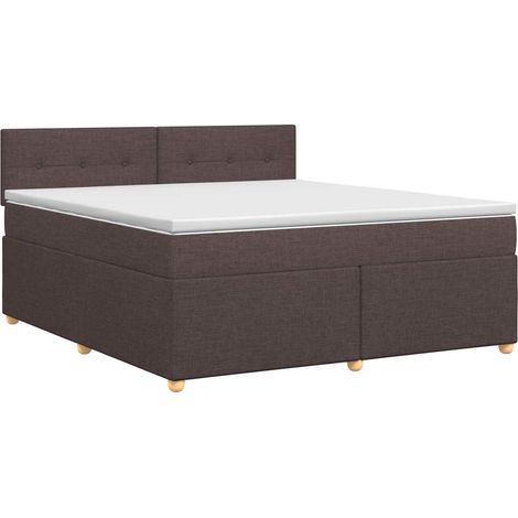 Lit boxspring avec matelas Marron foncé 140 x 200 cm Tissu vidaXL (1/5)