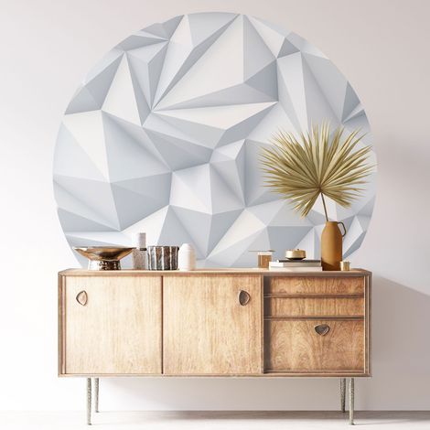 Sticker mural rond / cercle - Design 3D - Diamètre 30 cm - Adhésif + Protection MATE (1/3)