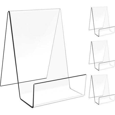 Transparente Acryl-Buchständer, 4er-Set (10 cm) mit Ablage, Buchpräsentationsständer für Schaufenster, Plexiglas-Buchdisplays (1/5)