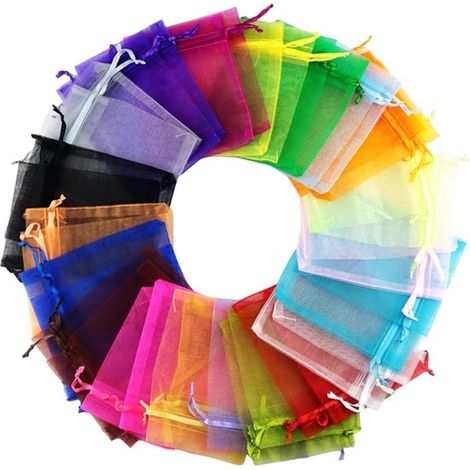 Organzabeutel Schmuckbeutel Geschenkverpackung mit Kordelzug 10 x 15 cm, 50 Stück mehrfarbig (1/5)