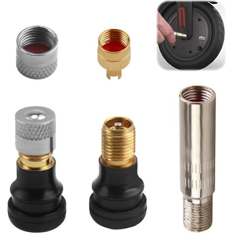 Valve d'air pour Pneus de Trottinette Électrique et Max G30, Inclut Adaptateur d'Extension de Valve, Compatible avec Plusieurs Modèles de Scooters Électriques (1/5)