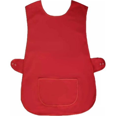 Polyester Sleeveless Apron with Straps, Work Jacket with Snap Closure, Kitchen/Service Apron, Protects Clothes from Splashes, Cleaning, Array, Red (1/5)