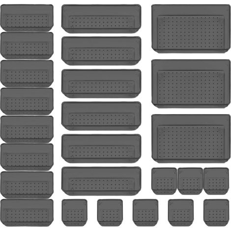 Plateaux de rangement pour tiroirs Bacs Plateau organisateur tiroir cuisine, organiseurs empilables, d'outils bijoux, gadgets Noir - (1/5)