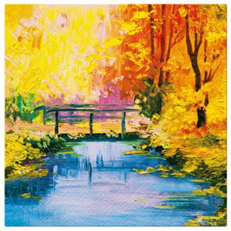 20 serviettes en papier 33 x 33 cm Pont en automne (1/3)