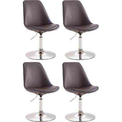 Set de 4 sillas Lounge Maverick en polipiel Marrón Cromado (1/4)