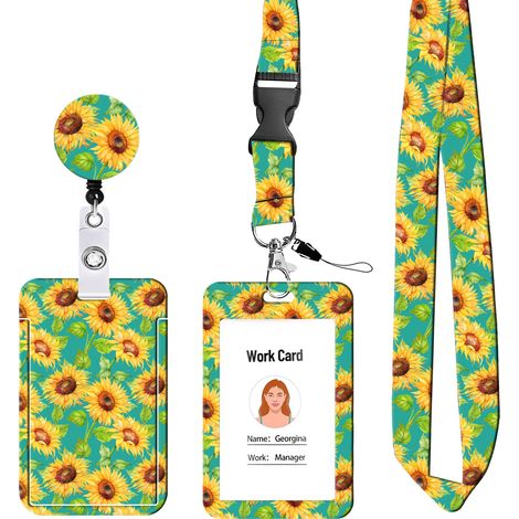 1 Lanière tournesol, cordon réglable, porte-badge discret, accessoire handicap, usage bureau école