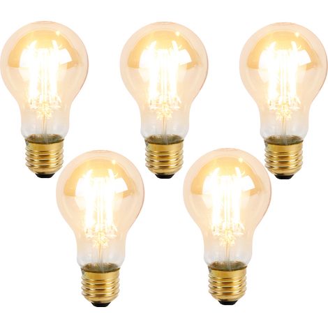 5er Set E27 3-Stufen dimmbar LED-Leuchtmittel A60 Goldline 5W 530lm 2200K (1/4)