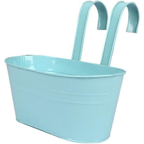 Pot de Fleurs Suspendu d'extérieur, Couleurs -en-Ciel vibrantes, jardinières de Balcon en Fer polyvalentes, jardinières de clôture suspendues à Balustrade, Bleu Clair (1/5)