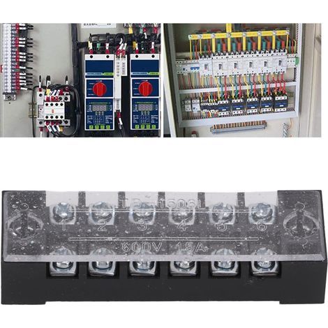 Bloque de bornes de tornillo de doble fila y 6 posiciones, 100 unidades, 600 V 15 A, TB-1506L, conexiones eléctricas (1/5)
