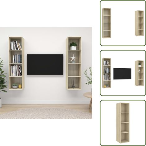 TV-Wandschränke 2 Stk. Sonoma-Eiche Holzwerkstoff - TV Schrank - Wandschrank - Holzschrank - Regal - Wohnzimmer Dekoration (1/5)