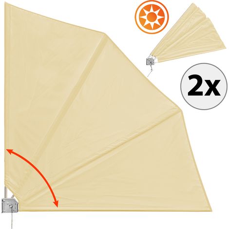 2x Deuba Balcony Privacy Screen Sun Screening Shading Protection Terrace Collapsible Beige (1/5)