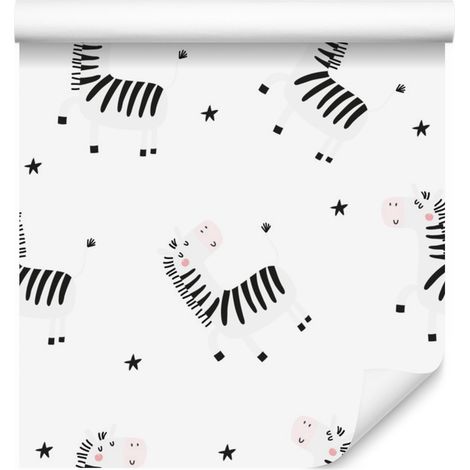 Papier peint zèbre et étoiles pour salon et chambre 50x1000 cm (1/5)