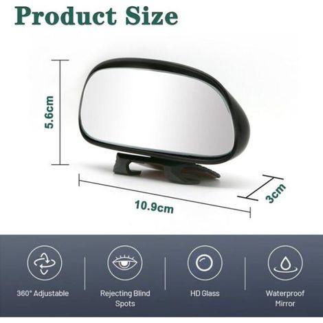 Rétroviseur Angle Mort - Verre Convexe HD - Rotation 360 Degrés - Pour Rétroviseur Extérieur - 1 Pièce (1/5)