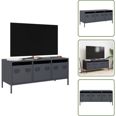 vidaXL Meuble TV anthracite 101,5x39x43,5 cm acier laminé à froid